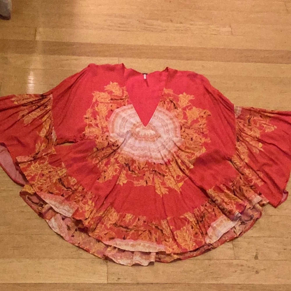 Free People Red and White Floral Tunic - Picture 8 of 13